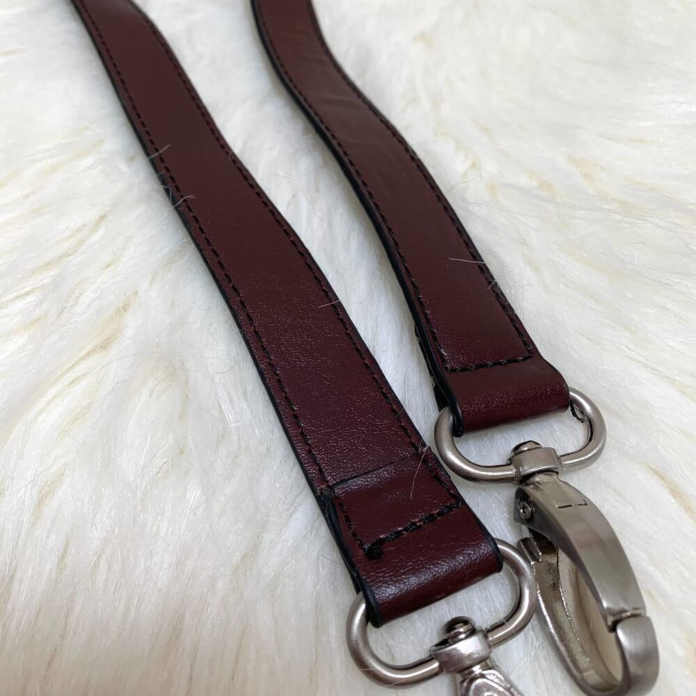 Mahogany Brown Smooth Leather 1" Replacement Shoulder Strap Silver Hardware - Picture 3 of 4